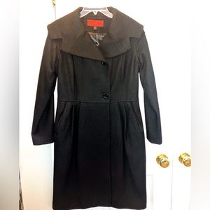 NWOT Black Wool Dress/Party/Formal/Work/Office Coat/Pleats/Retro/Vintage/Pockets